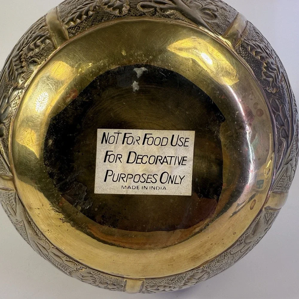 Vintage Handmade Brass Pot Vase‎ 10